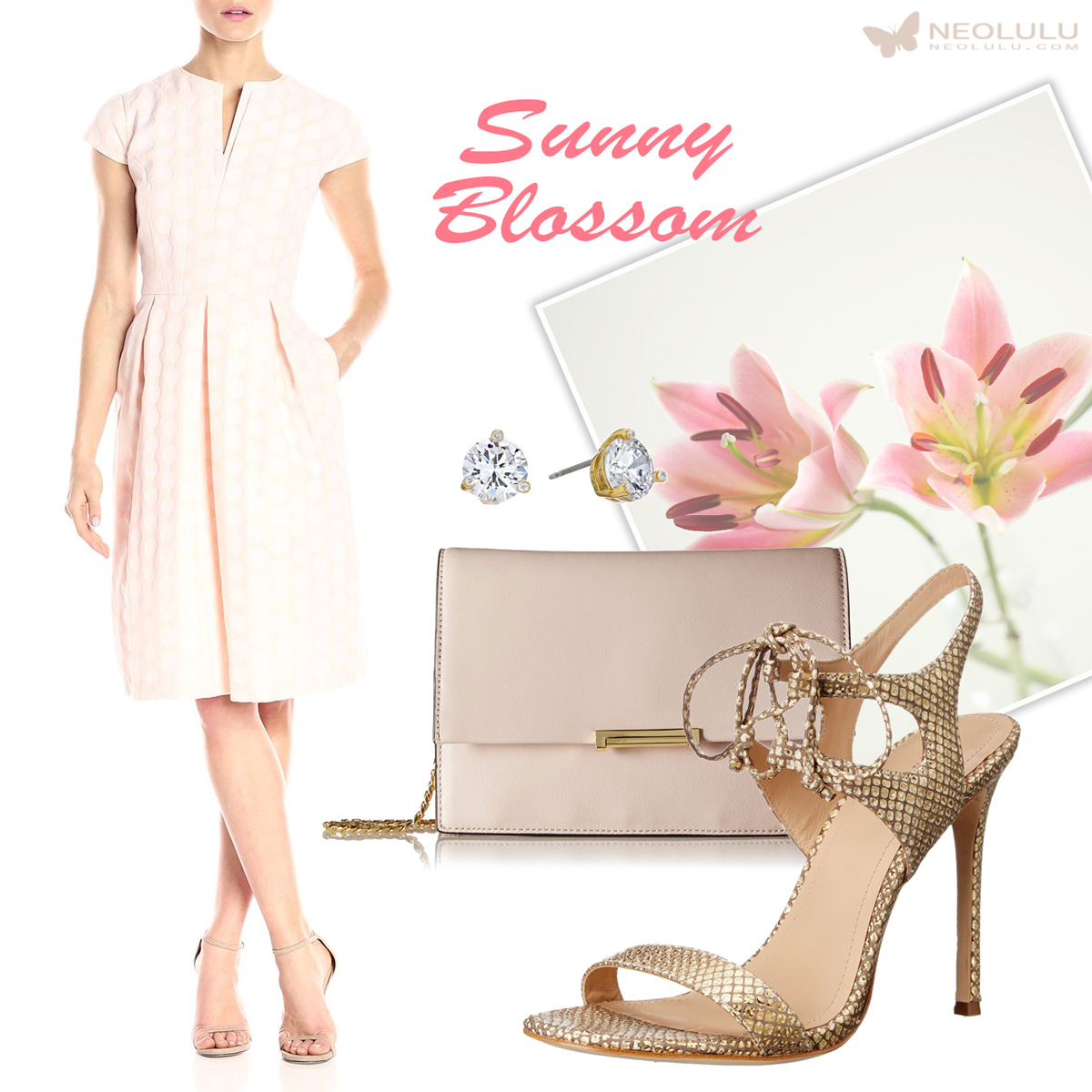 Sunny Blossom: Helene Bergman V-Neck Dress Outfit for Cocktail Party