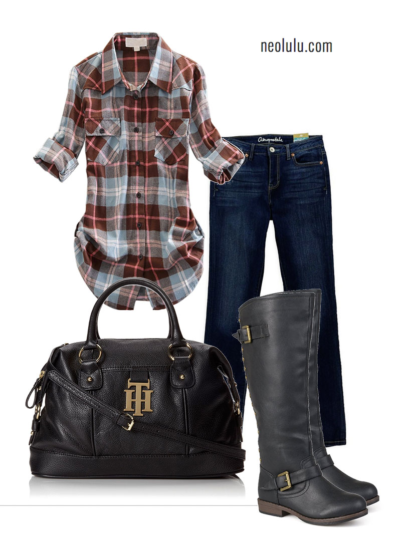 Weekend Ride: Comfy Plaid Shirt, Jeans and Riding Boots