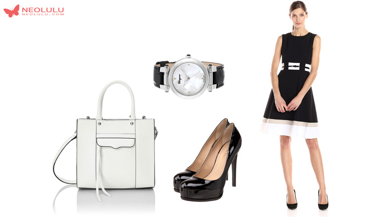 Classy in Black and White: Calvin Klein Dress and Rebecca Minkoff Tote