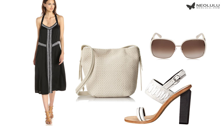 Woven Flow: Sundress and Cross Body Bag Summer Outfit in Monochrome Style
