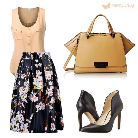 Floral Contrast: Skater Skirt with Floral Print, Zac Bag and BCBGeneration Pump