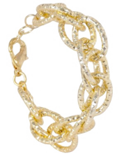 LILY BOUTIQUE Hammered Gold Chain Link Bracelet