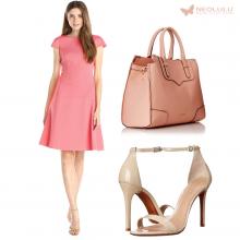 Summer Elegance: Fit-n-Flare Dress, Satchel and Sandals in Soft Neutrals