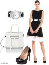 Classy in Black and White - Calvin Klein Dress and Rebecca Minkoff Tote