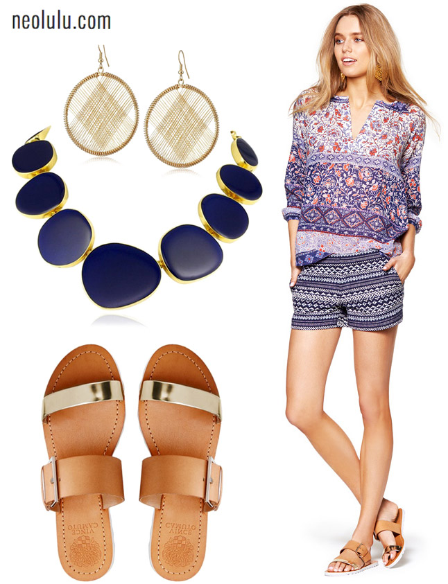 Bohemian Summer | Tweed Shorts and Boho Blouse Outfit