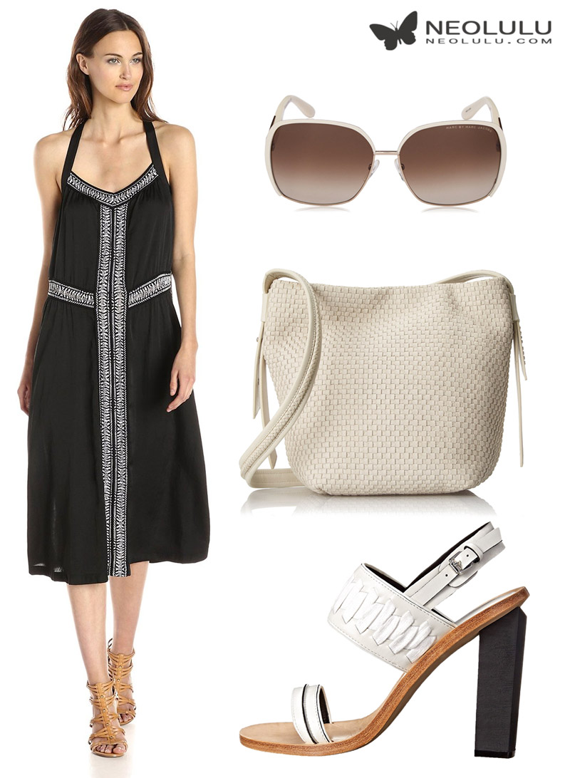 Woven Flow: sundress and cross body bag summer outfit in monochrome ...
